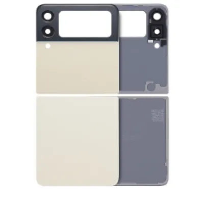 Задня кришка (верхня і нижня) зі скла з камерою для Samsung Galaxy Z Flip 3 5G (Aftermarket Plus) (Cream)