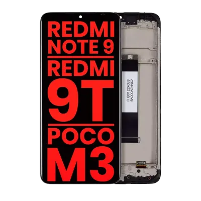 Дисплейний модуль (LCD) з рамкою для Xiaomi Redmi Note 9 4G / Redmi 9T / Poco M3 / Redmi 9 Power (Aftermarket Plus) (всі кольори)