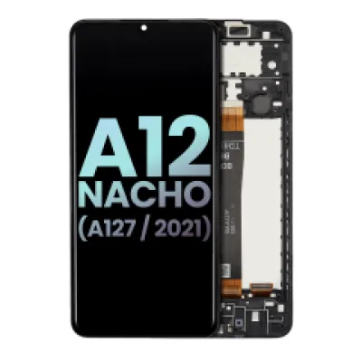 Дисплейний модуль (LCD) з рамкою для Samsung Galaxy A12 Nacho (A127 / 2021) (Service Pack) (чорний)