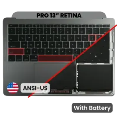 Топкейс з акумулятором і клавіатурою (ANSI US) для MacBook Pro 13" A1708 (2016) (Used OEM Pull: Grade B/C) (Space Gray)