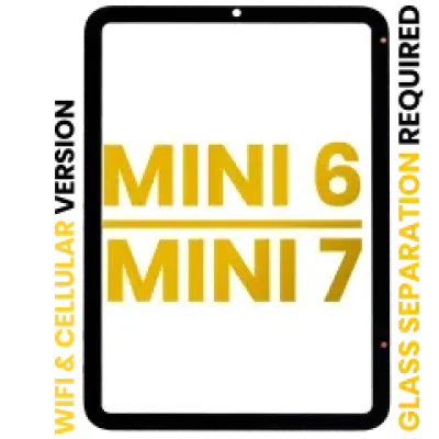 Скло екрана для iPad Mini 6 (2021) / Mini 7 (2024) (потребує розділення скла) (WiFi / Cellular) (Premium) (усі кольори)
