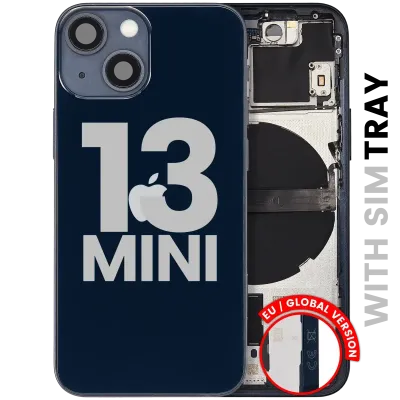 Back Housing W/ Small Parts For iPhone 13 Mini (EU / Global Version) (Used OEM Pull: Grade C) (Midnight)
