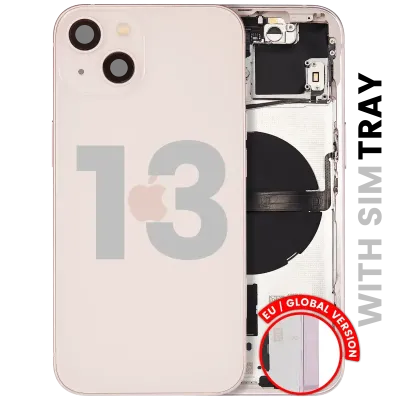 Back Housing W/ Small Parts For iPhone 13 (EU / Global Version) (Used OEM Pull: Grade C) (Pink)