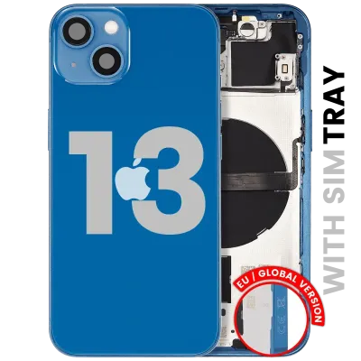 Back Housing W/ Small Parts For iPhone 13 (EU / Global Version) (Used OEM Pull: Grade B) (Blue)