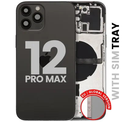 Back Housing W/ Small Parts For iPhone 12 Pro Max (EU / Global Version) (Used OEM Pull: Grade C) (Graphite)