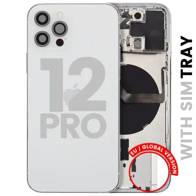Back Housing W/ Small Parts For iPhone 12 Pro (EU / Global Version) (Used OEM Pull: Grade C) (Silver)