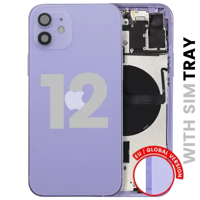 Back Housing W/ Small Parts For iPhone 12 (EU / Global Version) (Used OEM Pull: Grade C) (Purple)