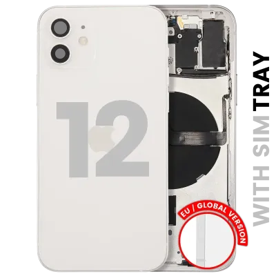 Back Housing W/ Small Parts For iPhone 12 (EU / Global Version) (Used OEM Pull: Grade C) (White)