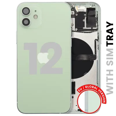 Back Housing W/ Small Parts For iPhone 12 (EU / Global Version) (Used OEM Pull: Grade B) (Green)