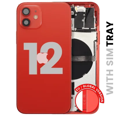 Back Housing W/ Small Parts For iPhone 12 (EU / Global Version) (Used OEM Pull: Grade B) (Red)