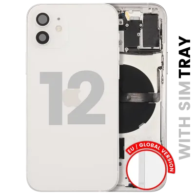 Back Housing W/ Small Parts For iPhone 12 (EU / Global Version) (Used OEM Pull: Grade B) (White)