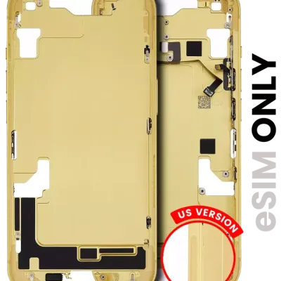 Mid-Frame Housing W/ Small Parts For iPhone 14 (US Version) (Used OEM Pull: Grade A) (Yellow)