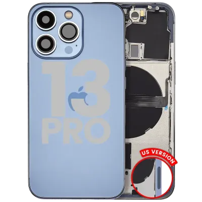 Back Housing W/ Small Parts For iPhone 13 Pro (US Version) (Used OEM Pull: Grade C) (Sierra Blue)