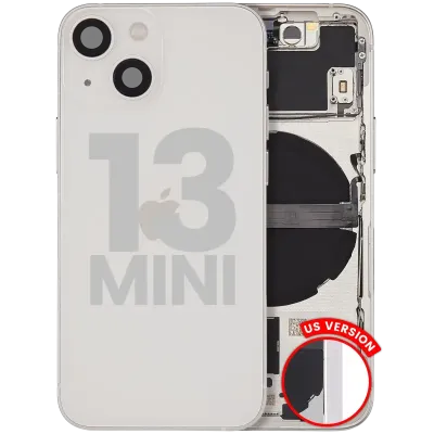 Back Housing W/ Small Parts For iPhone 13 Mini (US Version) (Used OEM Pull: Grade B) (Starlight)