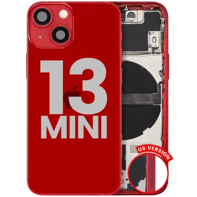 Back Housing W/ Small Parts For iPhone 13 Mini (US Version) (Used OEM Pull: Grade B) (Red)