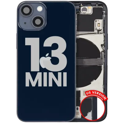 Back Housing W/ Small Parts For iPhone 13 Mini (US Version) (Used OEM Pull: Grade C) (Midnight)