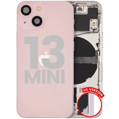 Back Housing W/ Small Parts For iPhone 13 Mini (US Version) (Used OEM Pull: Grade C) (Pink)