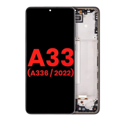 Дисплейний модуль (OLED) з рамкою для Samsung Galaxy A33 5G (A336 / 2022) (Aftermarket Plus) (чорний)