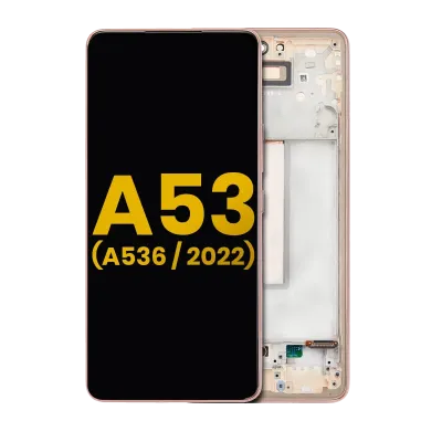 Дисплейний модуль (OLED) з рамкою для Samsung Galaxy A53 5G (A536 / 2022) (Refurbished) (персиковий)
