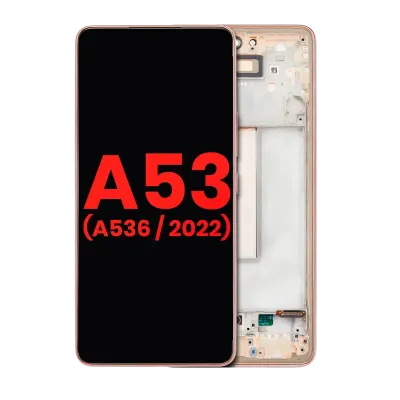 Дисплейний модуль (OLED) з рамкою для Samsung Galaxy A53 5G (A536 / 2022) (6.36") (Aftermarket Plus) (персиковий)