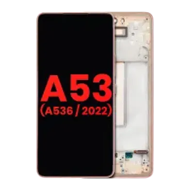 Дисплейний модуль (OLED) з рамкою для Samsung Galaxy A53 5G (A536 / 2022) (6.36") (Aftermarket Plus) (персиковий)