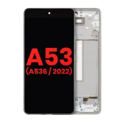 Дисплейний модуль (OLED) з рамкою для Samsung Galaxy A53 5G (A536 / 2022) (6.36") (Aftermarket Plus) (білий)