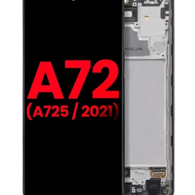 Дисплейний модуль (OLED) з рамкою для Samsung Galaxy A72 (A725 / 2021) (Aftermarket Plus) (Awesome Black)