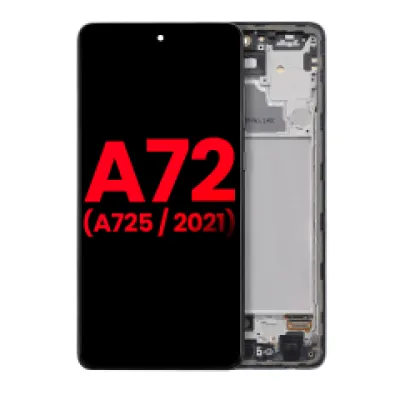 Дисплейний модуль (OLED) з рамкою для Samsung Galaxy A72 (A725 / 2021) (Aftermarket Plus) (Awesome Black)