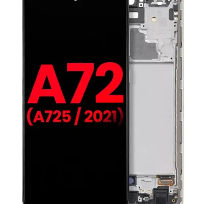 Дисплейний модуль (OLED) з рамкою для Samsung Galaxy A72 (A725 / 2021) (Aftermarket Plus) (Awesome White)