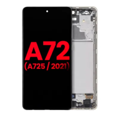 Дисплейний модуль (OLED) з рамкою для Samsung Galaxy A72 (A725 / 2021) (Aftermarket Plus) (Awesome White)