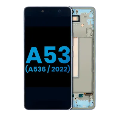 Дисплейний модуль (LCD) з рамкою для Samsung Galaxy A53 5G (A536 / 2022) (без датчика відбитків) (Aftermarket: Incell) (синій)