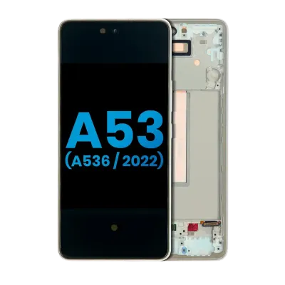 Дисплейний модуль (LCD) з рамкою для Samsung Galaxy A53 5G (A536 / 2022) (без датчика відбитків) (Aftermarket: Incell) (білий)