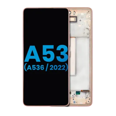 Дисплейний модуль (LCD) з рамкою для Samsung Galaxy A53 5G (A536 / 2022) (без датчика відбитків) (Aftermarket: Incell) (персиковий)