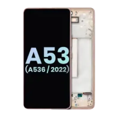 Дисплейний модуль (OLED) з рамкою для Samsung Galaxy A53 5G (A536 / 2022) (Service Pack) (персиковий)