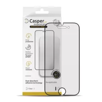 Casper Pro захисне скло з силіконовою рамкою для iPhone 6 / 6S / 7 / 8 / SE (2020) / SE (2022) (Retail Packaging) (прозоре)
