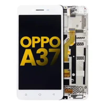 Дисплейний модуль (LCD) для OPPO A37 з рамкою (Refurbished) (білий)