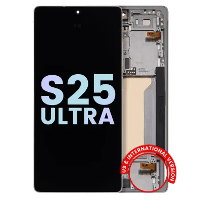 Дисплейний модуль (OLED) з рамкою для Samsung Galaxy S25 Ultra 5G (US & International) (Service Pack) (Titanium White Silver)