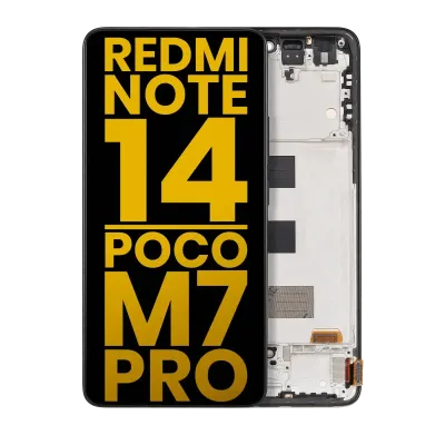 Дисплейний модуль для Xiaomi Redmi Note 14 5G / Poco M7 Pro 5G з рамкою (Refurbished) (Midnight Black) (OLED)