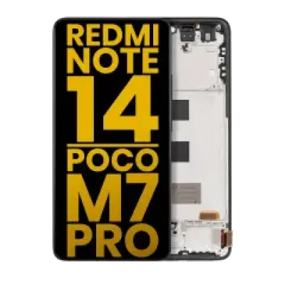 Дисплейний модуль для Xiaomi Redmi Note 14 5G / Poco M7 Pro 5G з рамкою (Refurbished) (Midnight Black) (OLED)