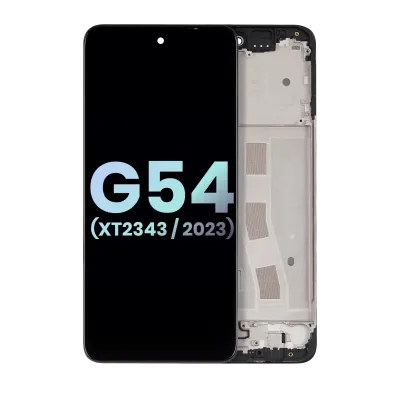 Дисплейний модуль (LCD) з рамкою для Moto G54 (XT2343 / 2023) (Genuine OEM) (чорний)