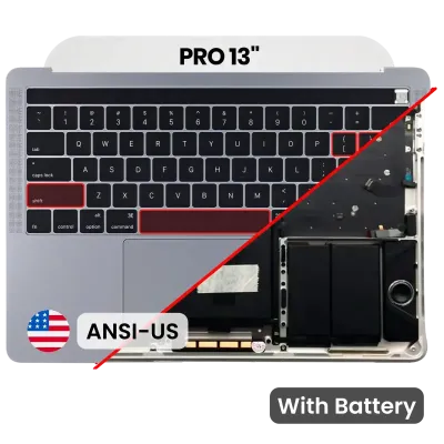 Top Case with Battery and Keyboard (ANSI US) For MacBook Pro 13" A1706 (2016) (Used OEM Pull: Grade B/C) (Space Gray)