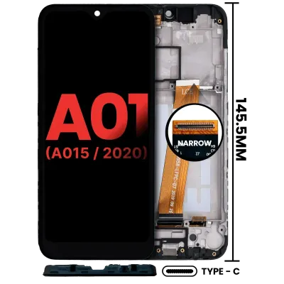 Дисплейний модуль з рамкою для Samsung Galaxy A01 4G (A015 / 2020) (US Model) (TYPE-C Frame) (Aftermarket Plus) (All Colors)