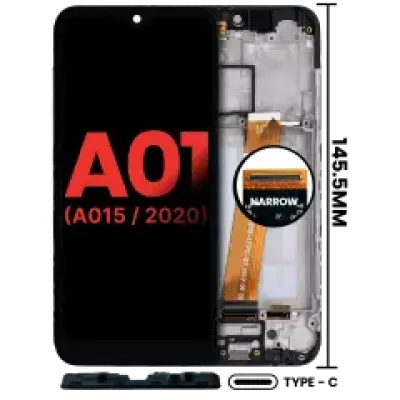 Дисплейний модуль з рамкою для Samsung Galaxy A01 4G (A015 / 2020) (US Model) (TYPE-C Frame) (Aftermarket Plus) (All Colors)