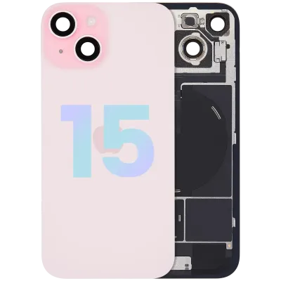 Back Glass w/ MagSafe Magnet & NFC & Flashlight Flex For iPhone 15 (Service Pack) (Pink)