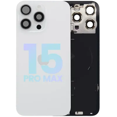 Back Glass w/ MagSafe Magnet & NFC & Flashlight Flex For IPhone 15 Pro Max (Service Pack) (White Titanium)