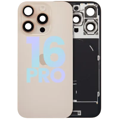 Back Glass w/ MagSafe Magnet & NFC & Flashlight Flex For iPhone 16 Pro (Service Pack) (Desert Titanium)