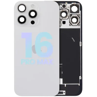 Back Glass w/ MagSafe Magnet & NFC & Flashlight Flex For iPhone 16 Pro Max (Service Pack) (White Titanium)