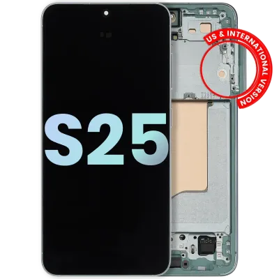 Дисплейний модуль (OLED) з рамкою для Samsung Galaxy S25 5G (US & International) (Service Pack) (Mint)