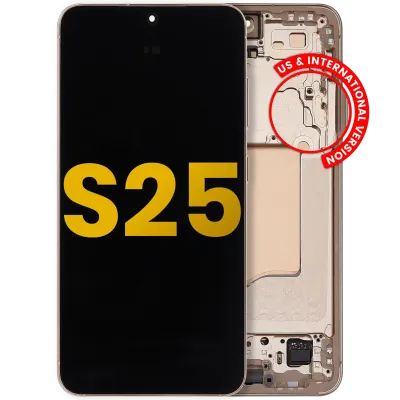 Дисплейний модуль (OLED) з рамкою для Samsung Galaxy S25 5G (US & International) (Refurbished) (Pink Gold)