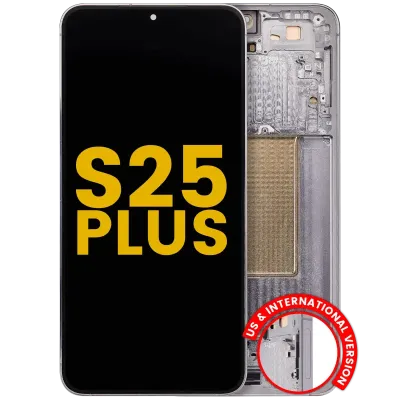 OLED Assembly With Frame For Samsung Galaxy S25 Plus 5G (US & International Version) (Refurbished) (Silver Shadow)